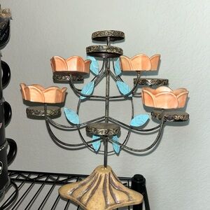 Vintage candelabra antique candle holder flower girly coquette decor cottage bow